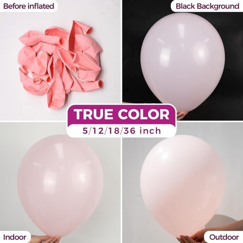 Bezente Pastel Pink Latex Party Balloons - 100 Pack 12-Inch Round Helium Balloons for Weddings & Celebrations