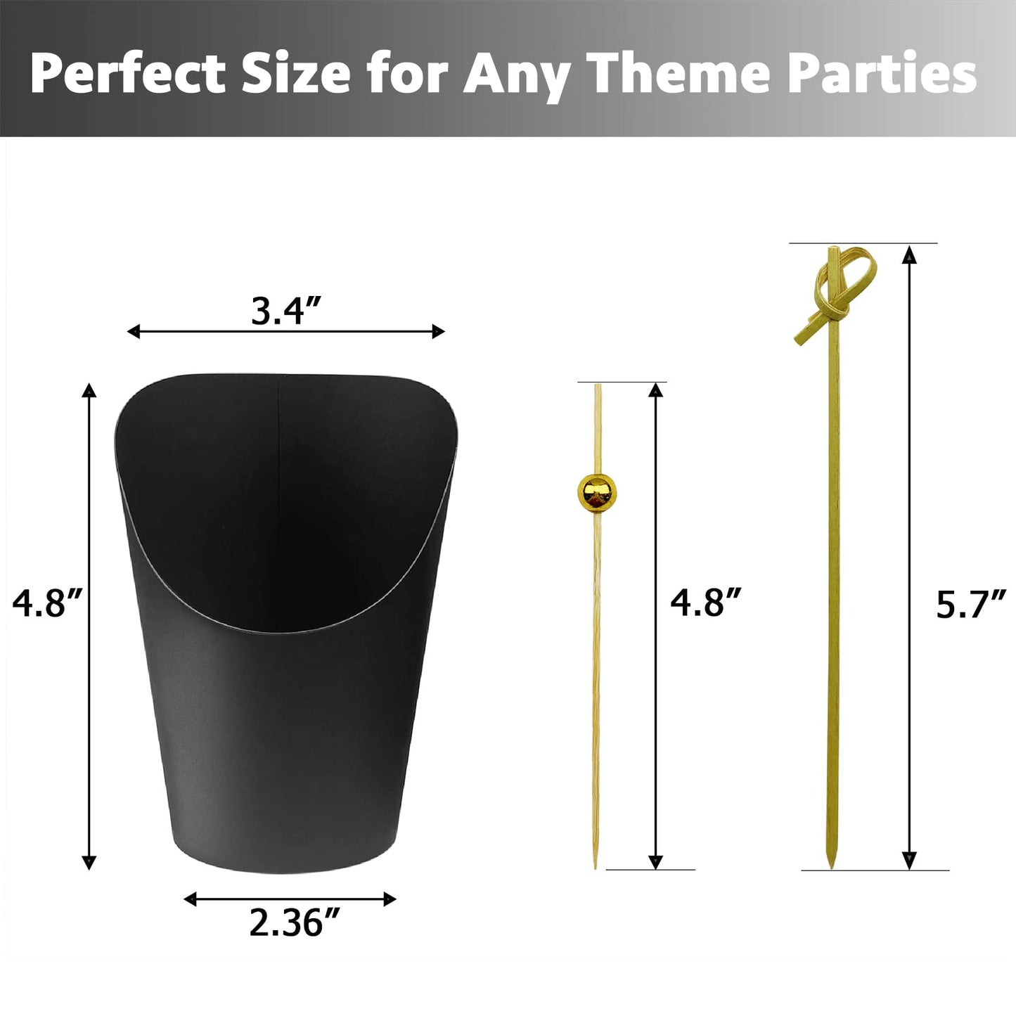[100 Cups + 200 Picks] CAMKYDE 100 Pcs Charcuterie Cups with 200 Pcs Cocktail Picks (14oz, Black)