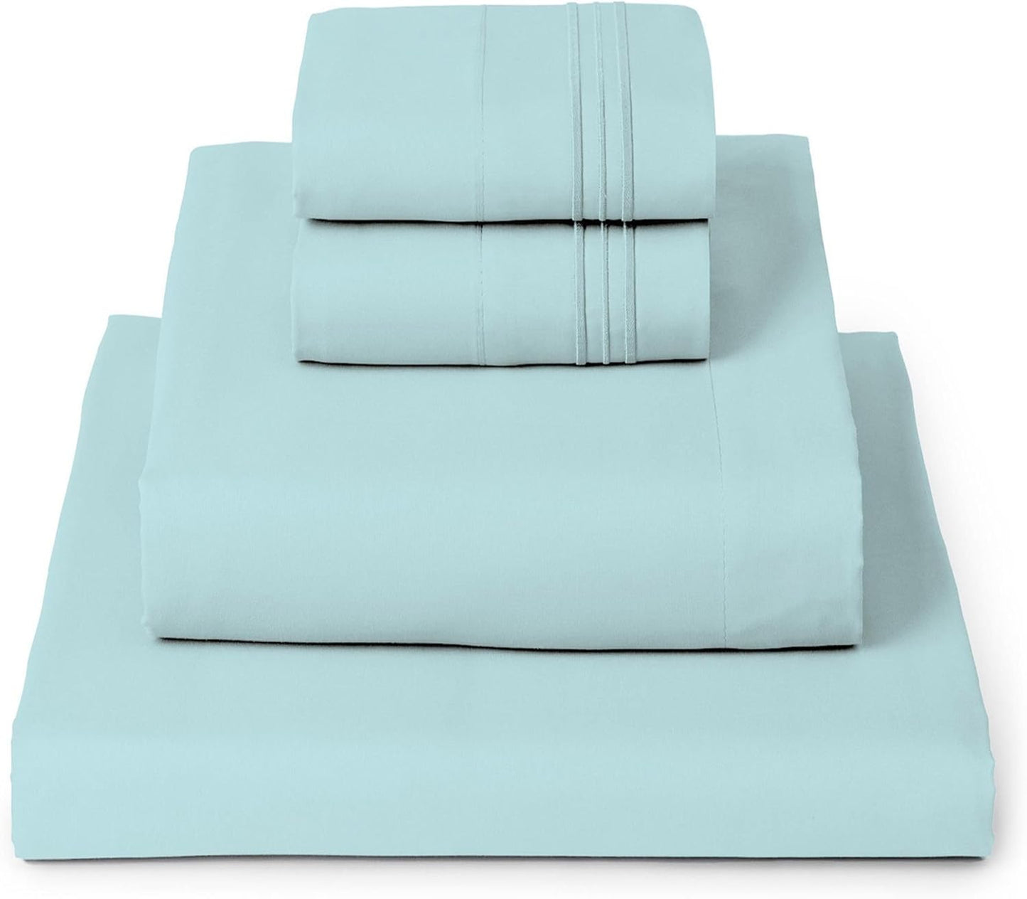 Mellanni King Sheets Set - 4 PC Hotel Luxury Bedding | Extra Soft, Cooling, Wrinkle-Resistant (King, Aqua)