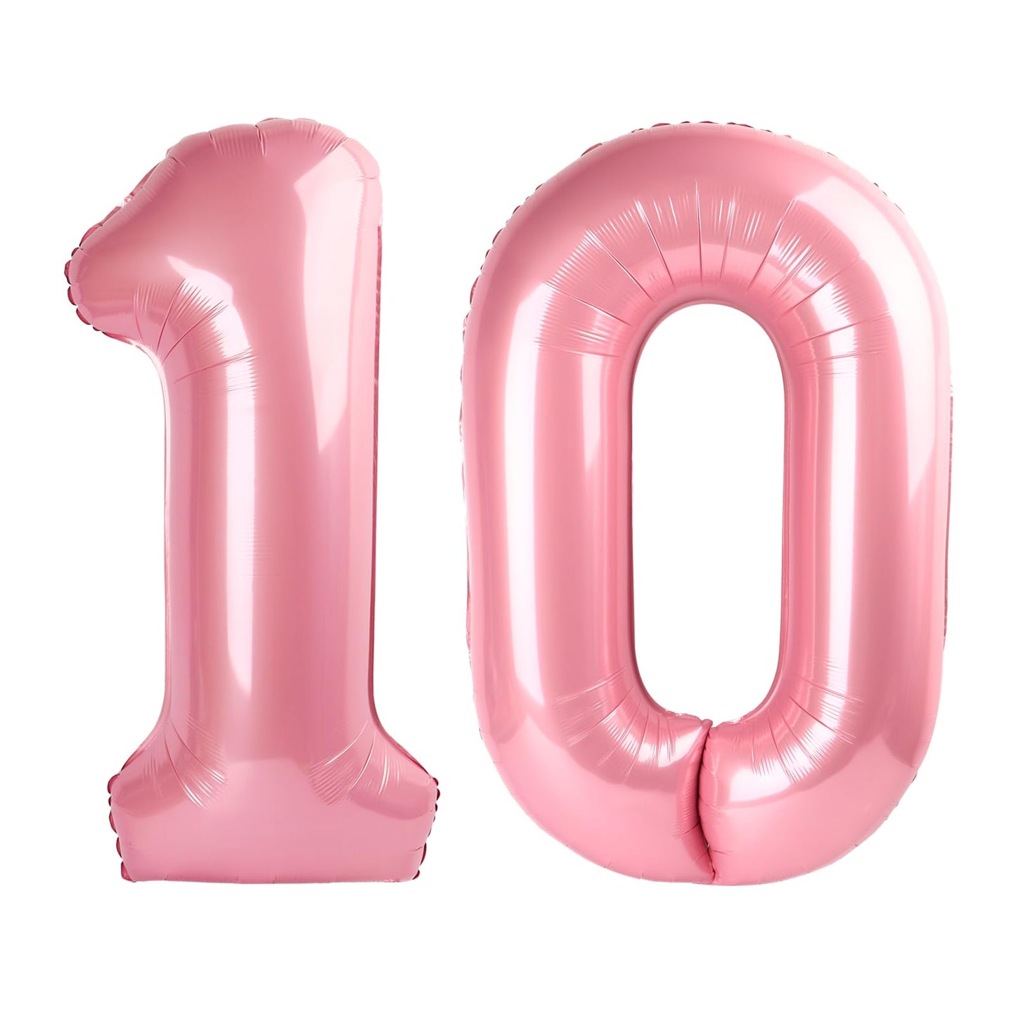 Pearlescent Pink Number 10 Balloons 40 inch, 10 Number Balloons, 10th Birthday Decorations for Girls 10 Year Old Pastel Pink Party Supplies