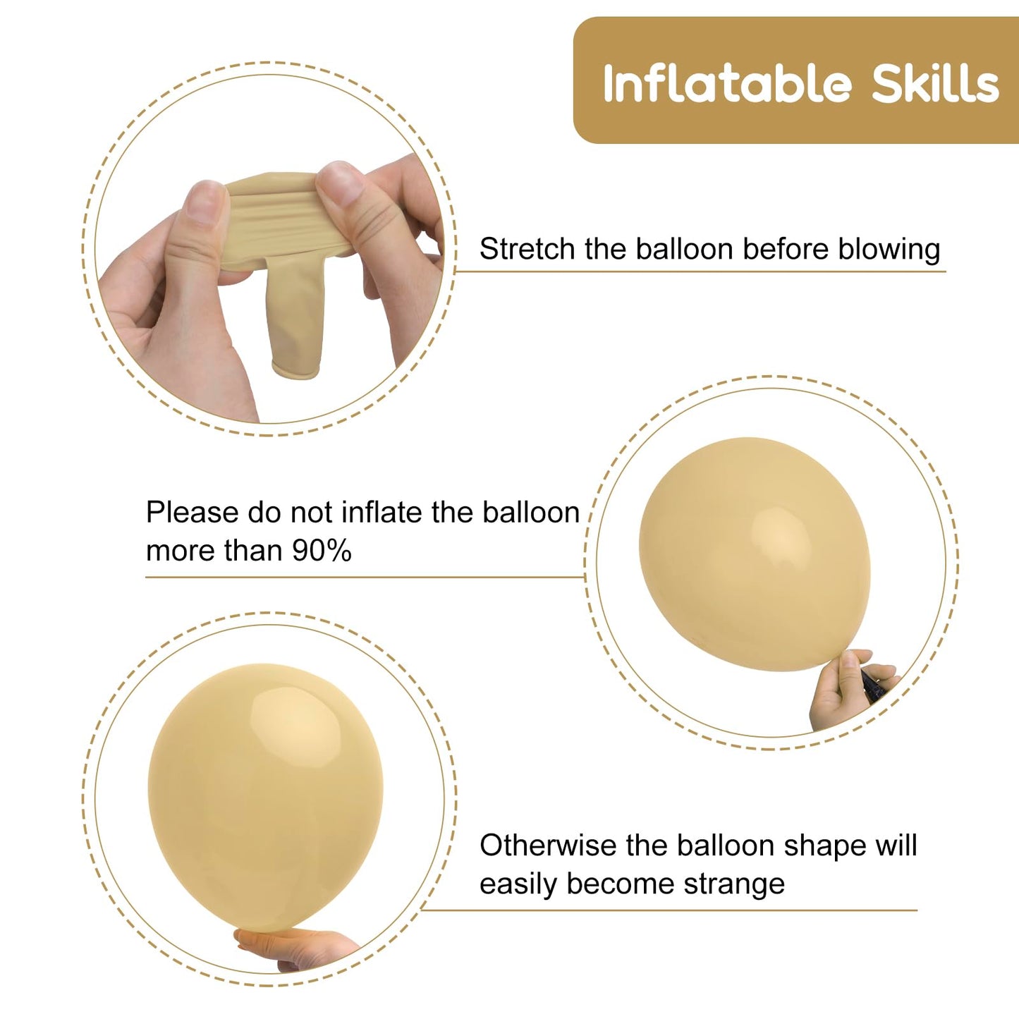 RUBFAC 129pcs Light Brown Balloons Different Sizes 18 12 10 5 Inch Latex Tan Balloon Kit for Birthday Party Baby Shower Wedding Anniversary Decoration