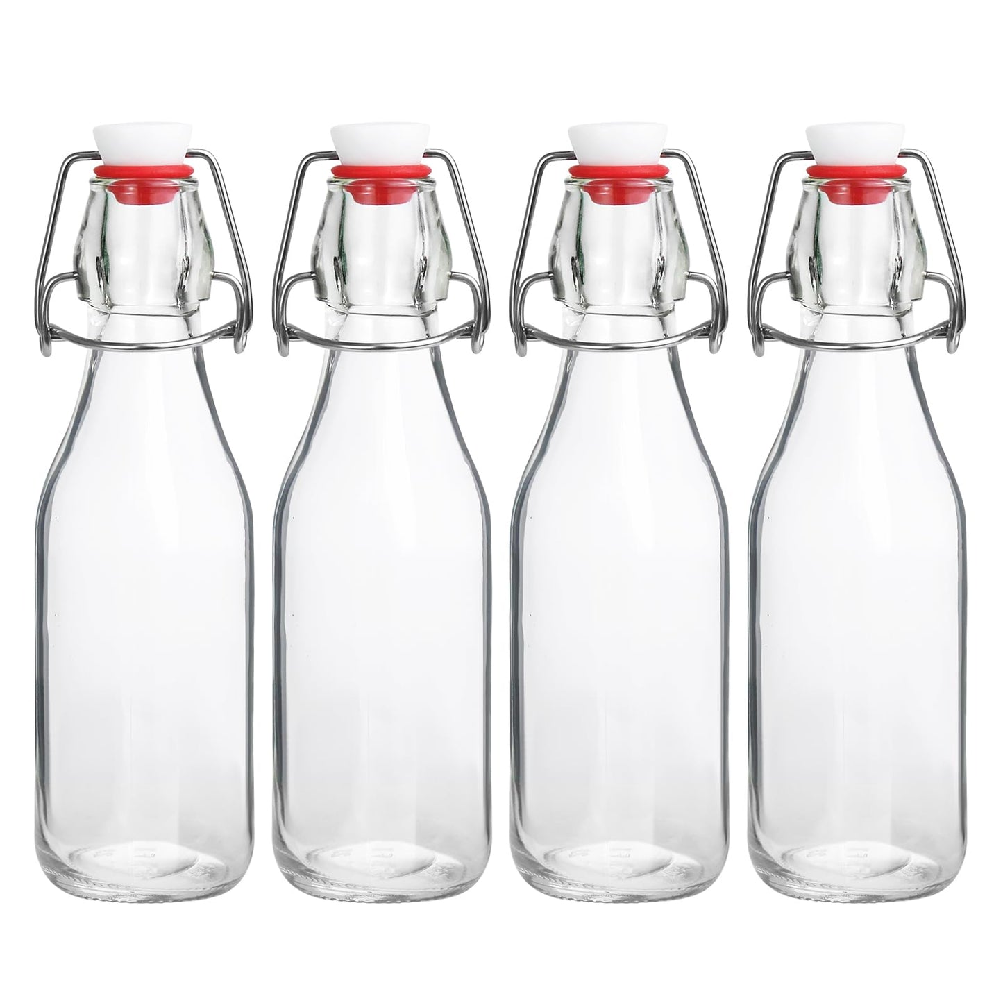 JOBVERT Swing Top Bottles,8.5oz 4 Pack Flip Top Glass Bottle with Airtight Grolsch Closures, Reusable for Kombucha, Beer, Cold Brew, Homemade Beverages & Storage