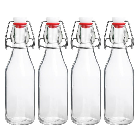 JOBVERT Swing Top Bottles,8.5oz 4 Pack Flip Top Glass Bottle with Airtight Grolsch Closures, Reusable for Kombucha, Beer, Cold Brew, Homemade Beverages & Storage
