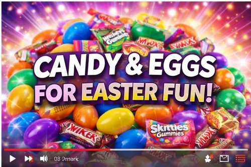 Chocolate Sweet Sour Gummy Combo Egg Hunt Pre Filled Candy Easter Eggs, 50 Count