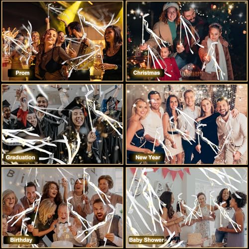 105 PCS LED Fairy Wands for Weddings and Parties - Light Up Streamers with 3 Flash Modes, Ribbons, Bells, and Elegant Design - Variation 105