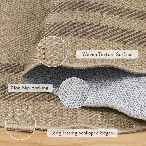 Outdoor Rug 3x5 Feet Tan with Border - Non-Slip Washable Farmhouse Carpet for Entryway and Patio - Variation of THIS listing