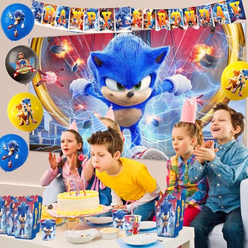 Birthday Party Decorations Kit for 10 Guests – Hedgehog Theme Supplies with Banner Balloons Plates & More