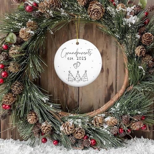 Grandparents' First Time Gifts - Grandma & Grandpa Ornament - Ceramic Christmas Ornament 2025