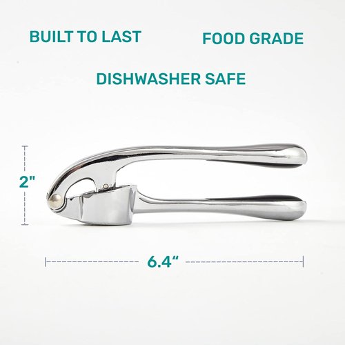 HiramWare Garlic Press - Premium Rust-Proof Kitchen Mincer with Ergonomic Handle | Easy to Clean & Dishwasher Safe