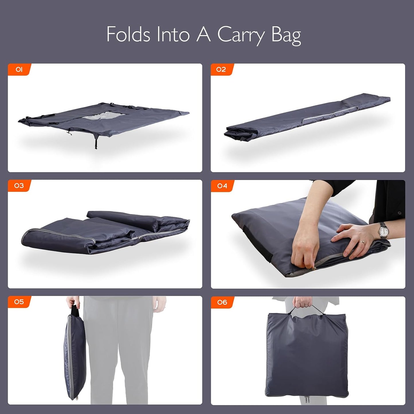 Patio Furniture Covers Waterproof | 420D Rectangular Table & Chair Set Cover - Built-in Storage Bag - Dark Grey