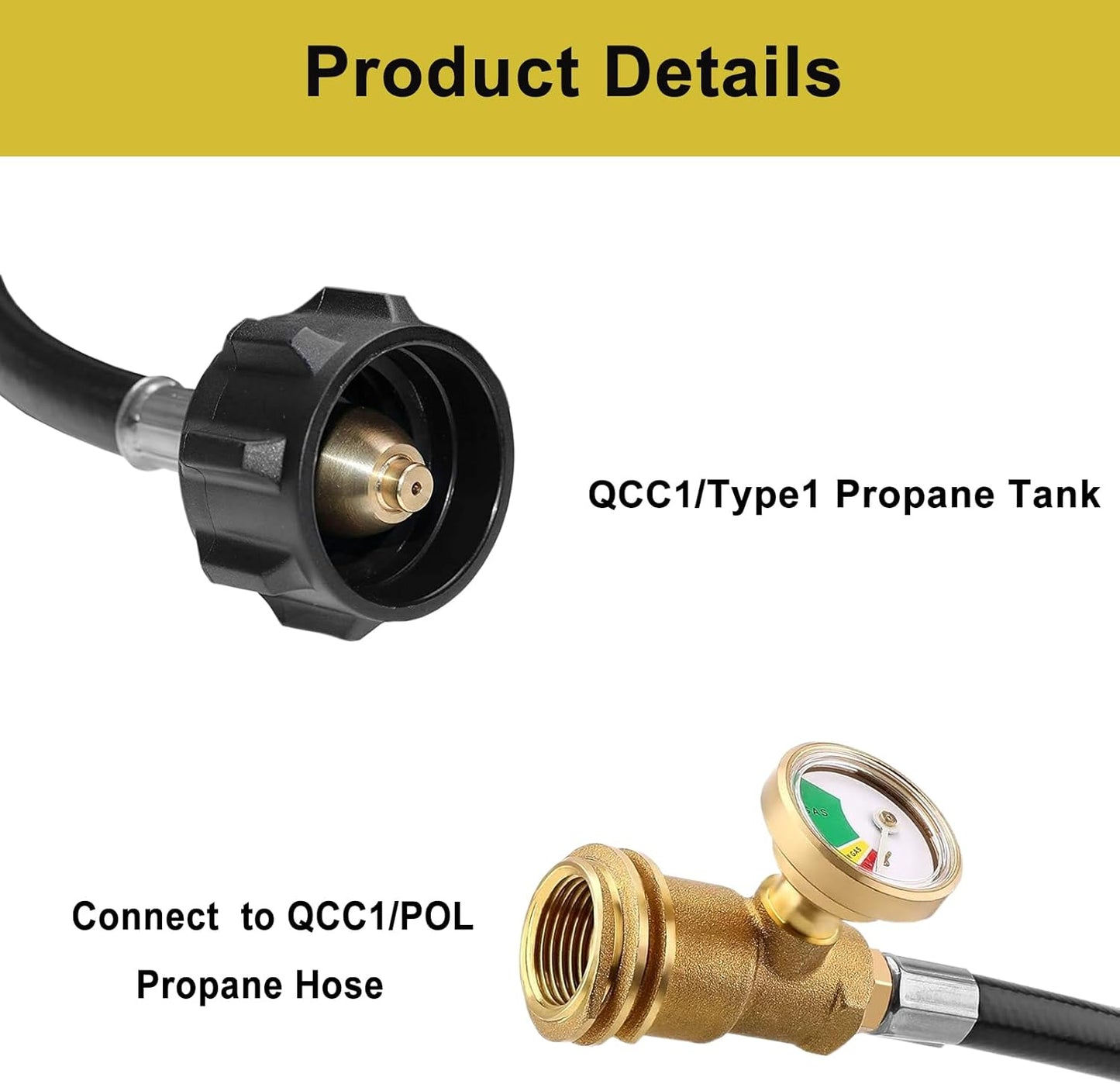 Skiennix 8 Feet Propane Tank Extension Hose - Acme to Male QCC/POL Fittings for Grills & Heaters