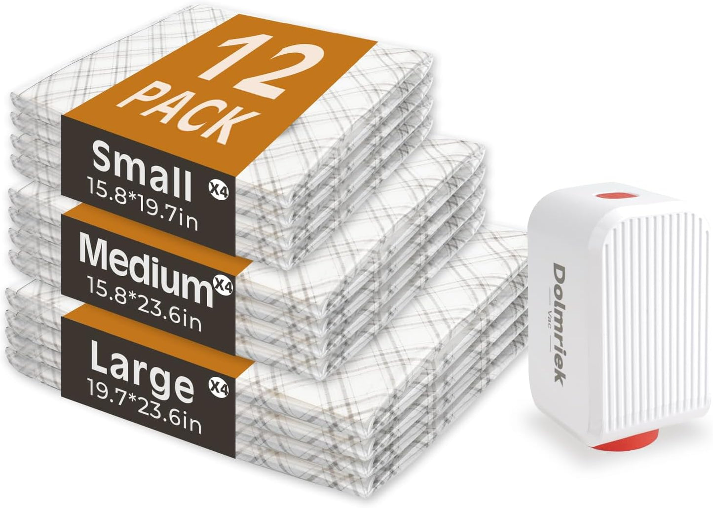Skiennix Travel Vacuum Storage Bags - 12 Pack Compression Seal Bags with USB Electric Pump for Luggage