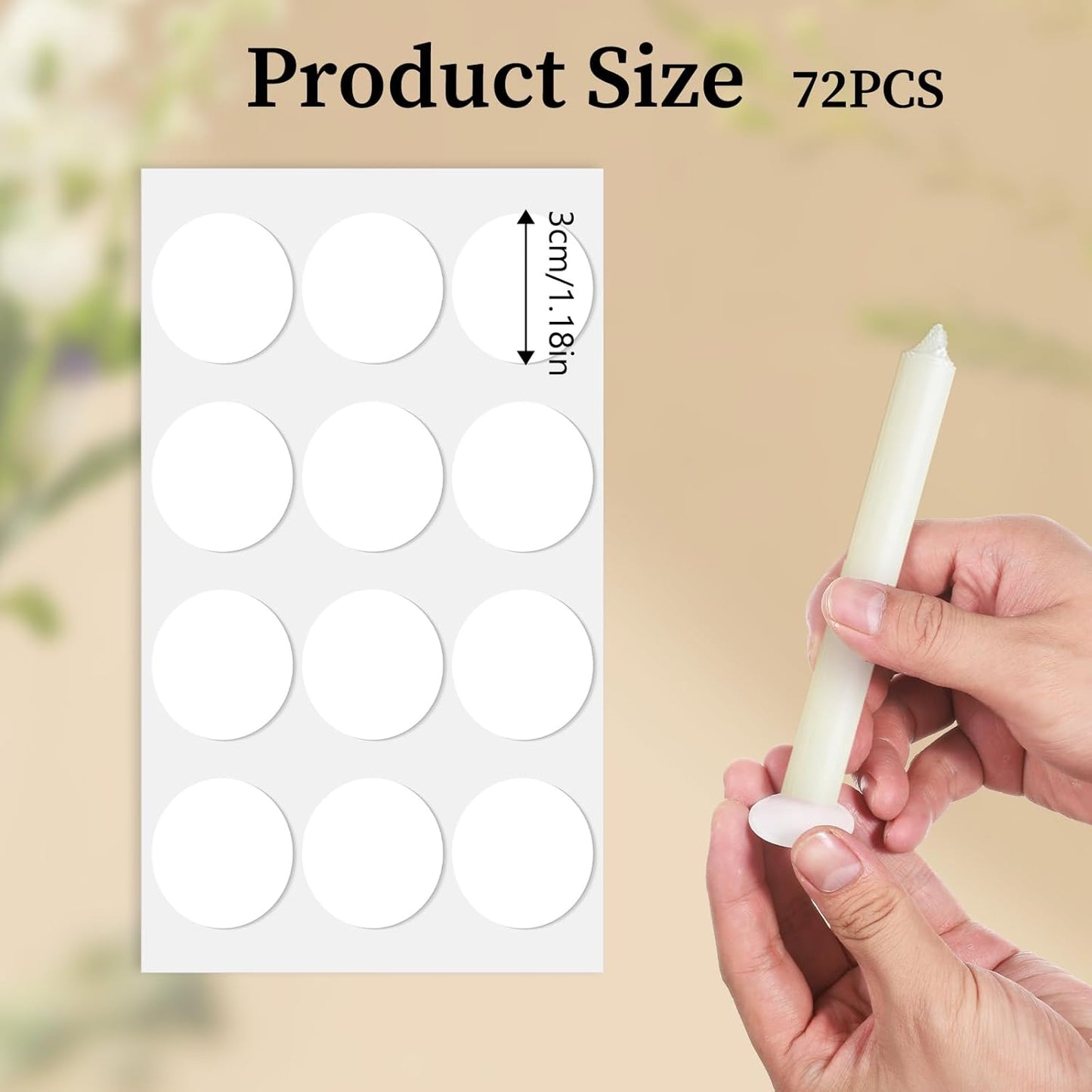 Skiennix Candle Adhesive | 72Pcs Stay Put Sticky Dots for Taper Candles Holders - White