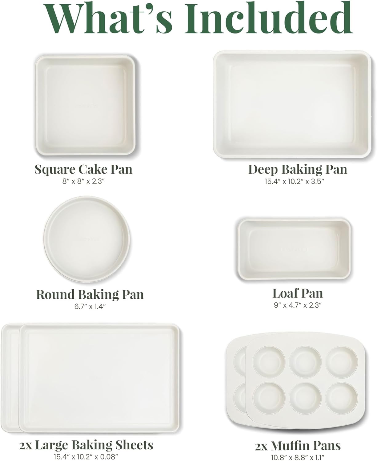 Larder & Vine 8-Piece Bakeware Set - Non-Stick Ceramic Finish | PFAS, PFOA, PTFE & BPA Free | French Gray