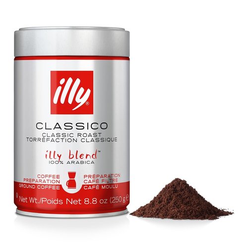 Illy Classico Ground Drip Coffee - Medium Roast With Chocolate & Caramel Notes | 100% Arabica, 8.8 Oz