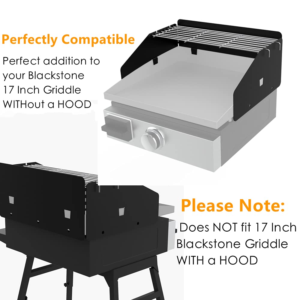 17 Inch Griddle Wind Guard/Wind Screen and Grill Warming Rack for Blackstone 17 Inch Griddle, BBQ Accessories Kit for Blackstone