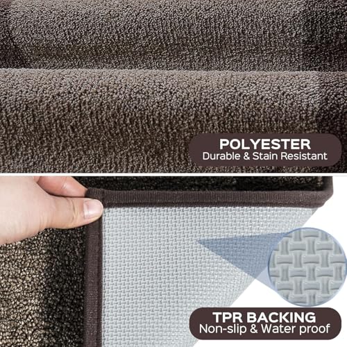 Brown Runner Rug 32x84 Inches Non-Slip Kitchen & Hallway Floor Mat