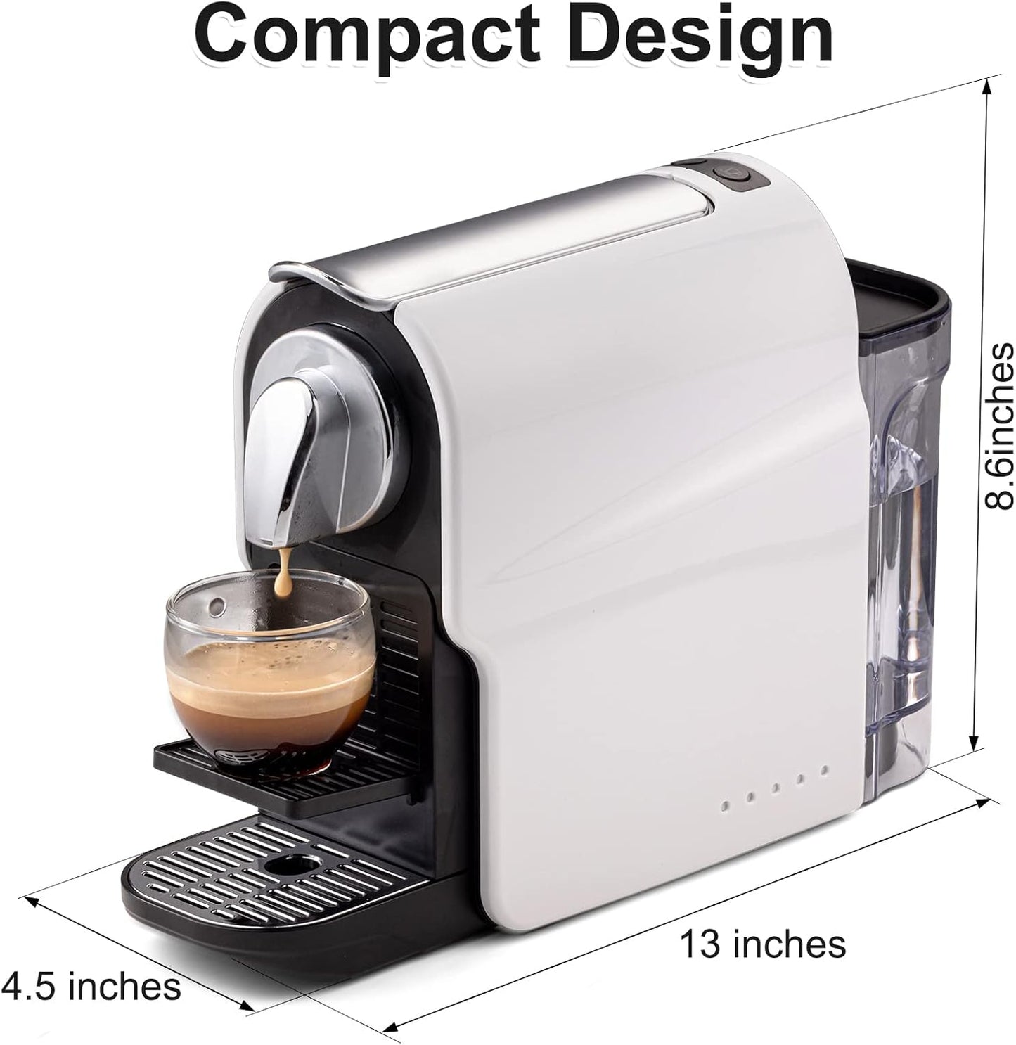 Beanglass Espresso Pod Machine - High Pressure 20 Bar Coffee Maker | 22oz Removable Water Tank, Adjustable Cup Tray