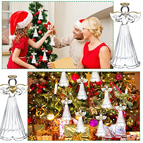Jetec 48 Pcs Christmas Glass Angel Ornaments Clear Mini Tree Hanging Decor (48 pieces)