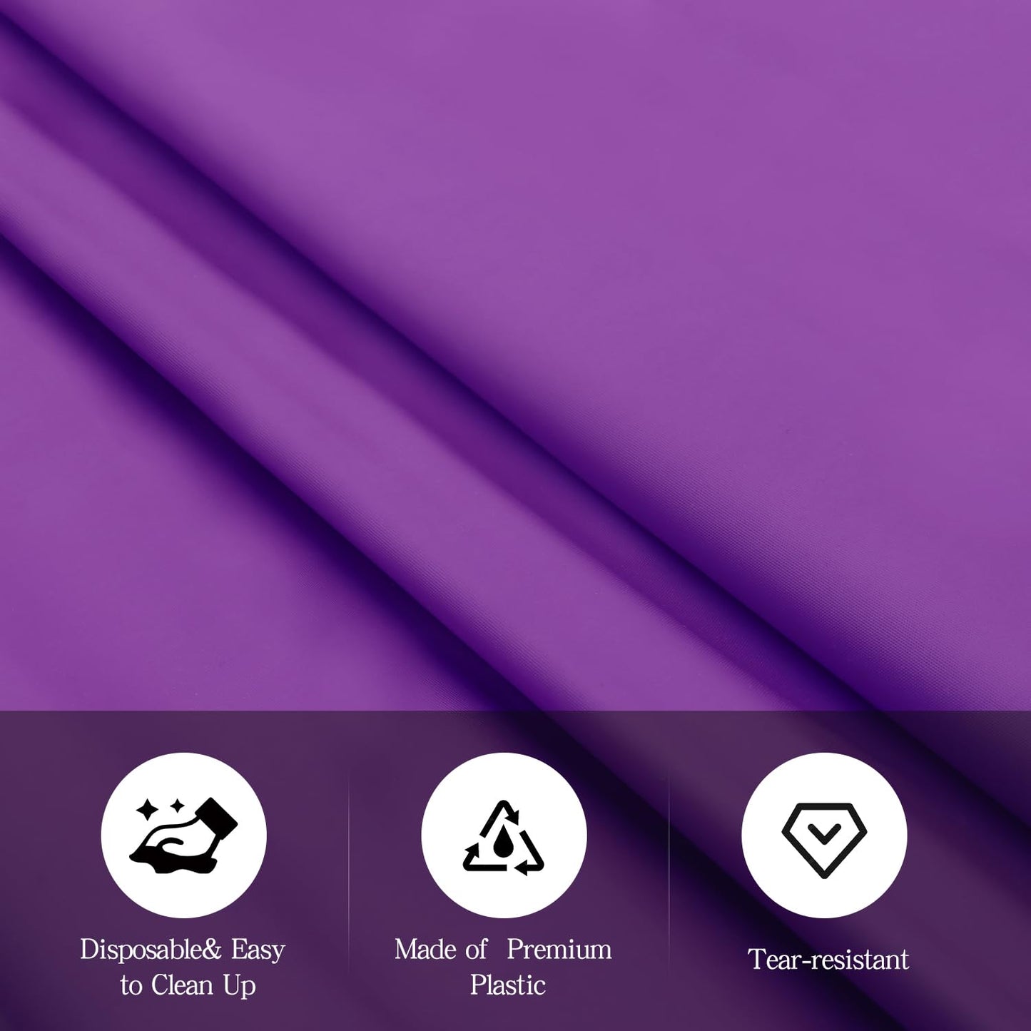 tujol Purple 6 Pack Plastic Table Cloth 54" x 108", Disposable Tablecloths Rectangle Table Cover, Plastic Tablecloths for Parties
