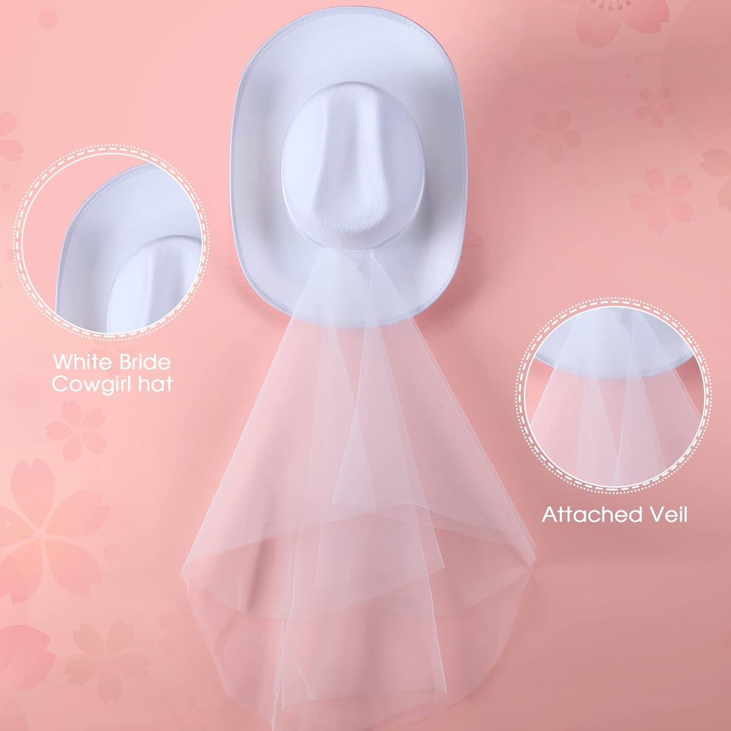Unittype 12 Pcs Women Cowgirl Cowboy Hats Bachelorette Cowboy Hats for Bridal Shower Wedding Engagement Halloween Cosplay