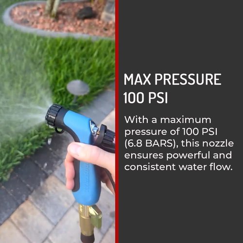 Hi-Tech Heavy Duty Industrial Hose Nozzle - High Pressure 100 PSI, Hot Water Resistant Pistol Grip Spray Nozzle