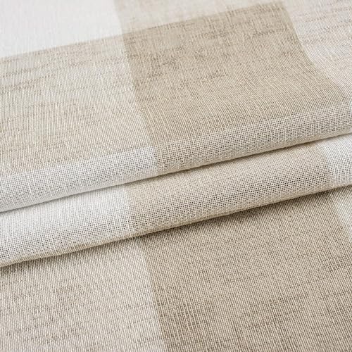 Buffalo Plaid Blackout Curtains 2 Panels W52 x L84 - Taupe Woven Pattern
