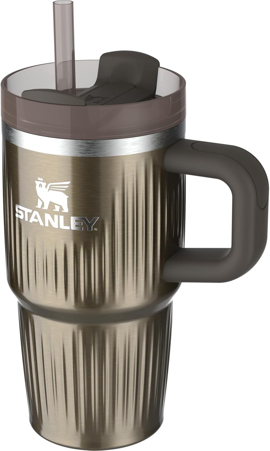 STANLEY Quencher H2.0 Tumbler - 20 oz Insulated Stainless Steel with Handle & Straw | BPA-Free Fluted Gunmetal Shine