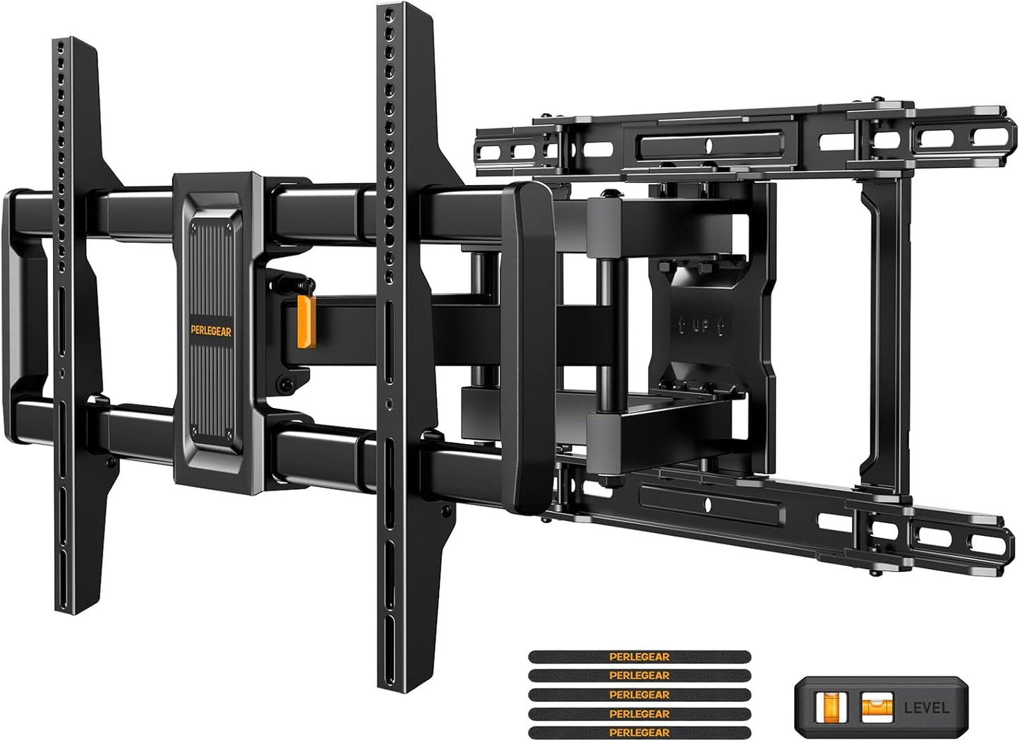 Perlegear Full Motion TV Wall Mount - Easy Setup for 42–97 Inch TVs, Swivel & Tilt, Max VESA 600x400mm