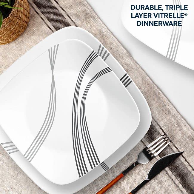 Corelle Urban Arc 16-Piece Dinnerware Set Service for 4 White Gray