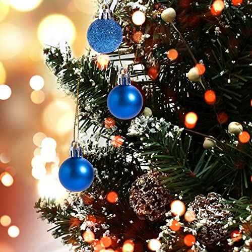GOOTRADES Set of 24 Mini Shatterproof Christmas Balls Tree Ornaments Party Decoration, 3cm/1.1'' (Blue)