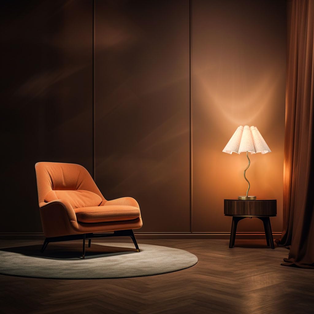 KUNJOULAM Small Table Lamp, Bedside Nightstand Lamp with Umbrella Form Fabric Lampshade, Morden Mini Desk Lamp for Bedroom Home Office Decor