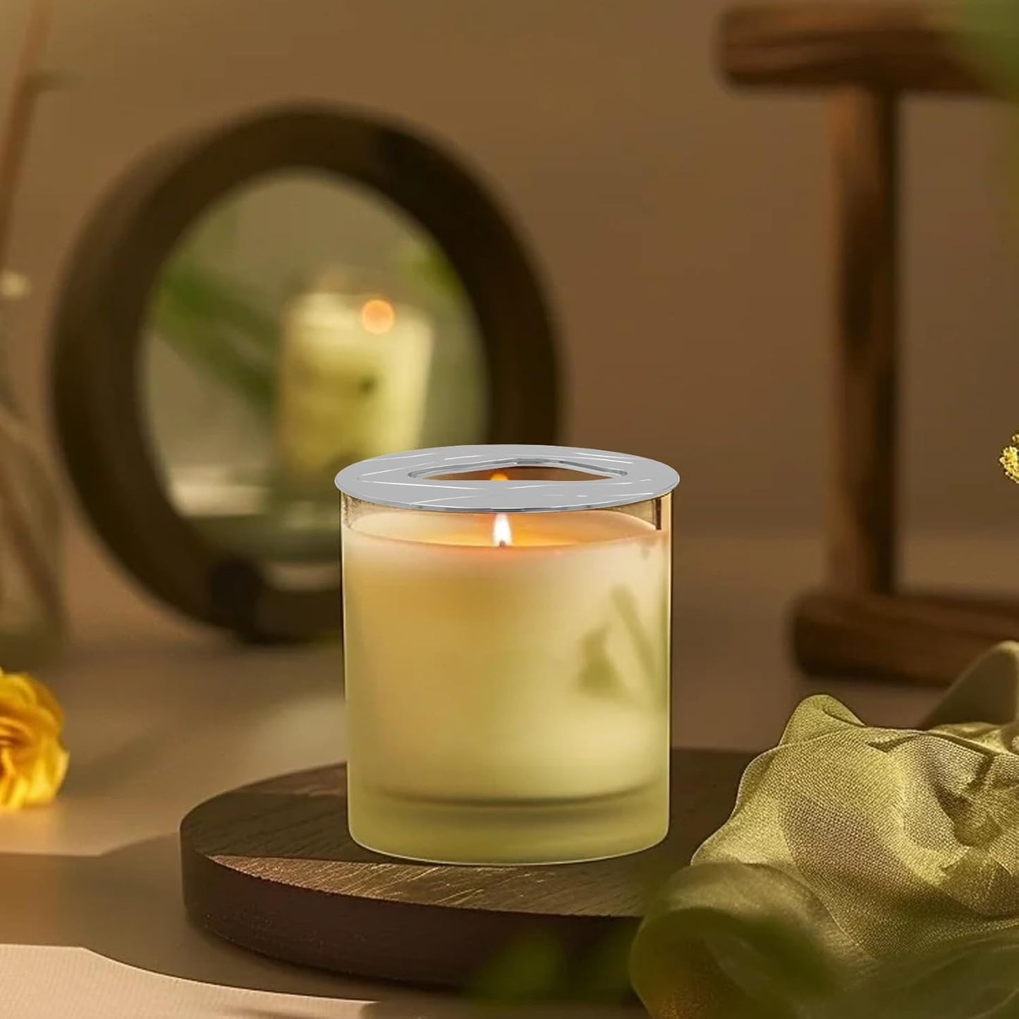 Skiennix Scented Candle Topper - Beautiful Retro Alloy Design for Home or Office Decoration | Silver