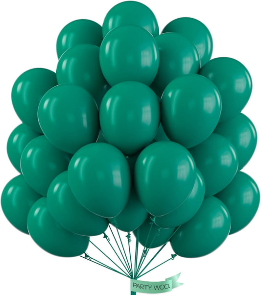 PartyWoo Dark Green Balloons - 50pcs 12 Inch Emerald Forest Green for Birthday & Baby Showers