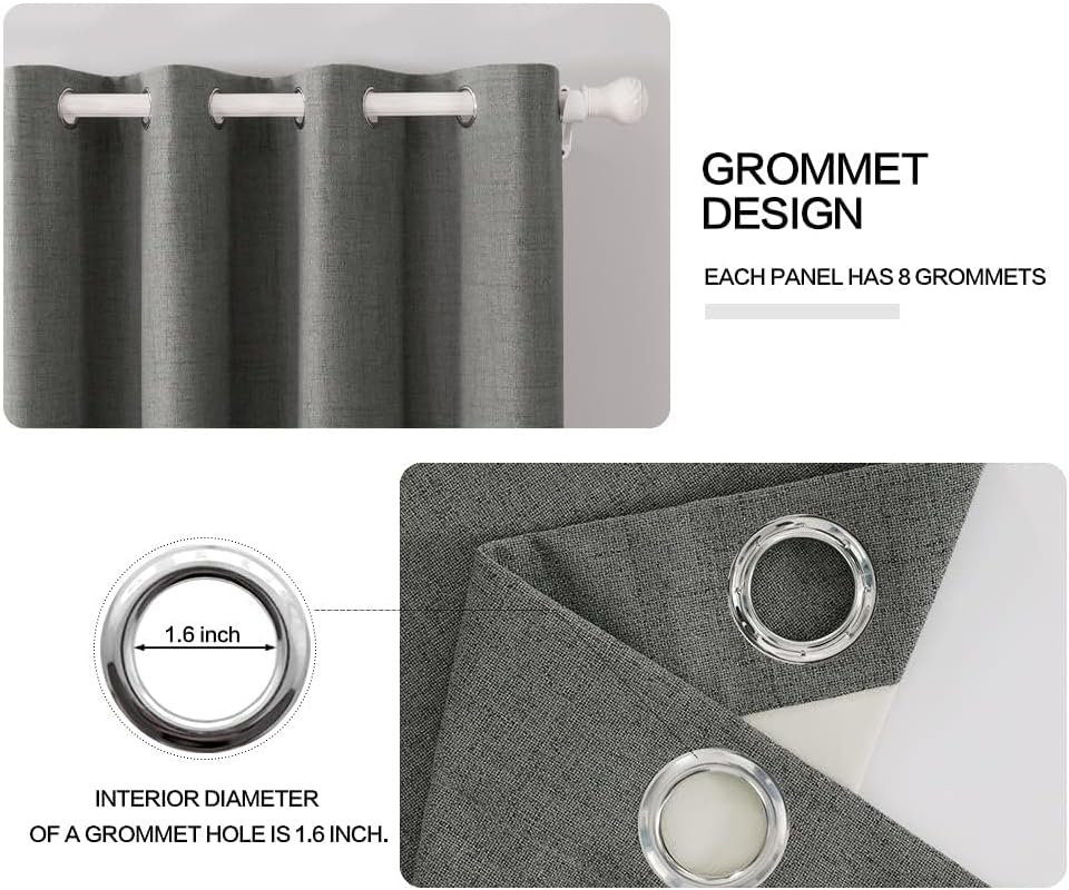 MIULEE 90-Inch Dark Grey Blackout Curtains - 100% Thermal Insulated Grommet Panels | Luxury Bedroom & Living Room Decor (2 Panels)