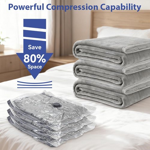 Dexmary 15 Pack Vacuum Seal Bags with Rechargeable Air Pump for Clothing, Vacuum Storage Bags for Clothing, Vacuum Seal Bags for Clothing Travel, Space Saver Vacuum Storage Bags, Grey