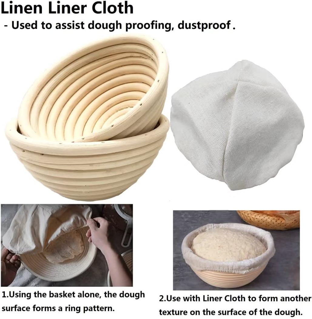Skiennix 5-Inch Round Banneton Basket - Ideal for Bread Proofing & Sourdough Baking | 6 Pack