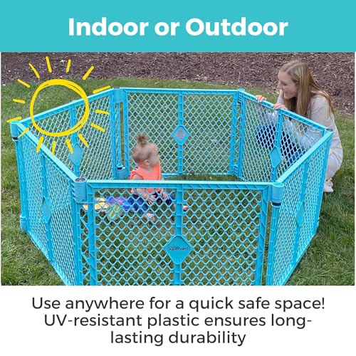 Toddleroo Baby Play Yard 6-Panel, 18.5 Sq Ft, 26 Inch Aqua Portable Safety Fence