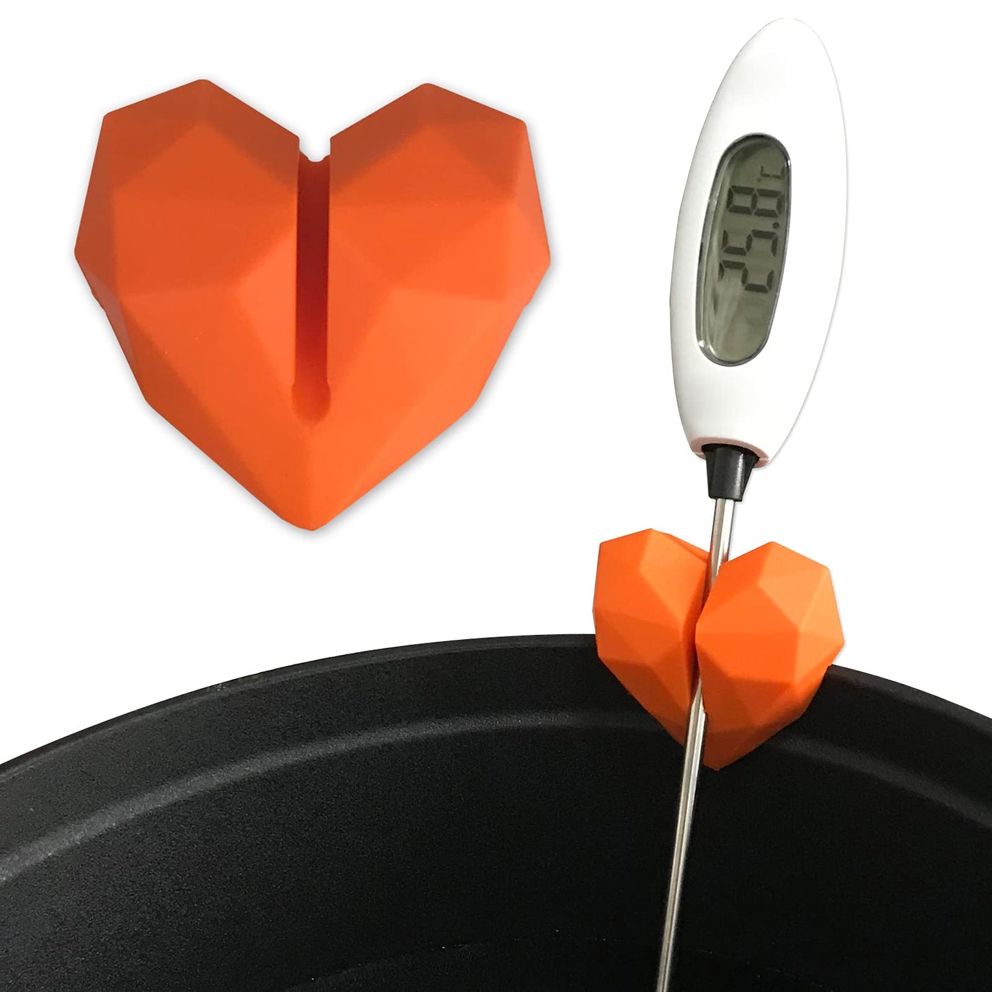 2Pcs Silicone Non-Scratch Pot Clip, Thermometer Clips for Candy Making, Hand-Free Holder to Measure Temperature of Oil, Milk, Chocolate, Candle, Deep Fryer and Cooking Melting Pots