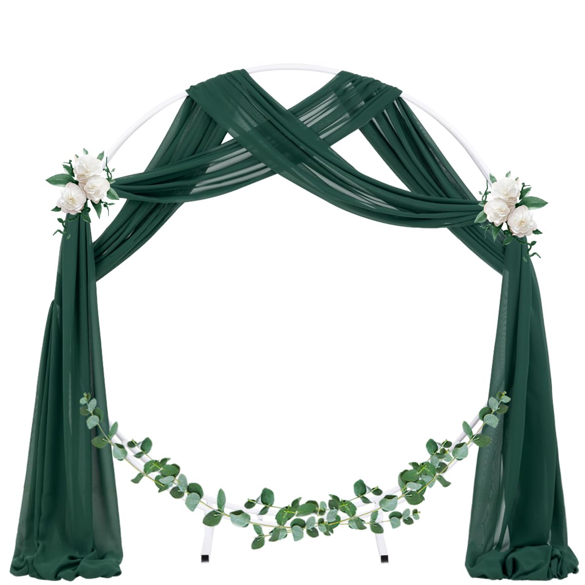 Socomi Wedding Arch Draping Fabric 2 Panels 29" x 19Ft Emerald Green Sheer Chiffon Curtain Drapes 6 Yards for Wedding Ceremony Birthday Party Decoration