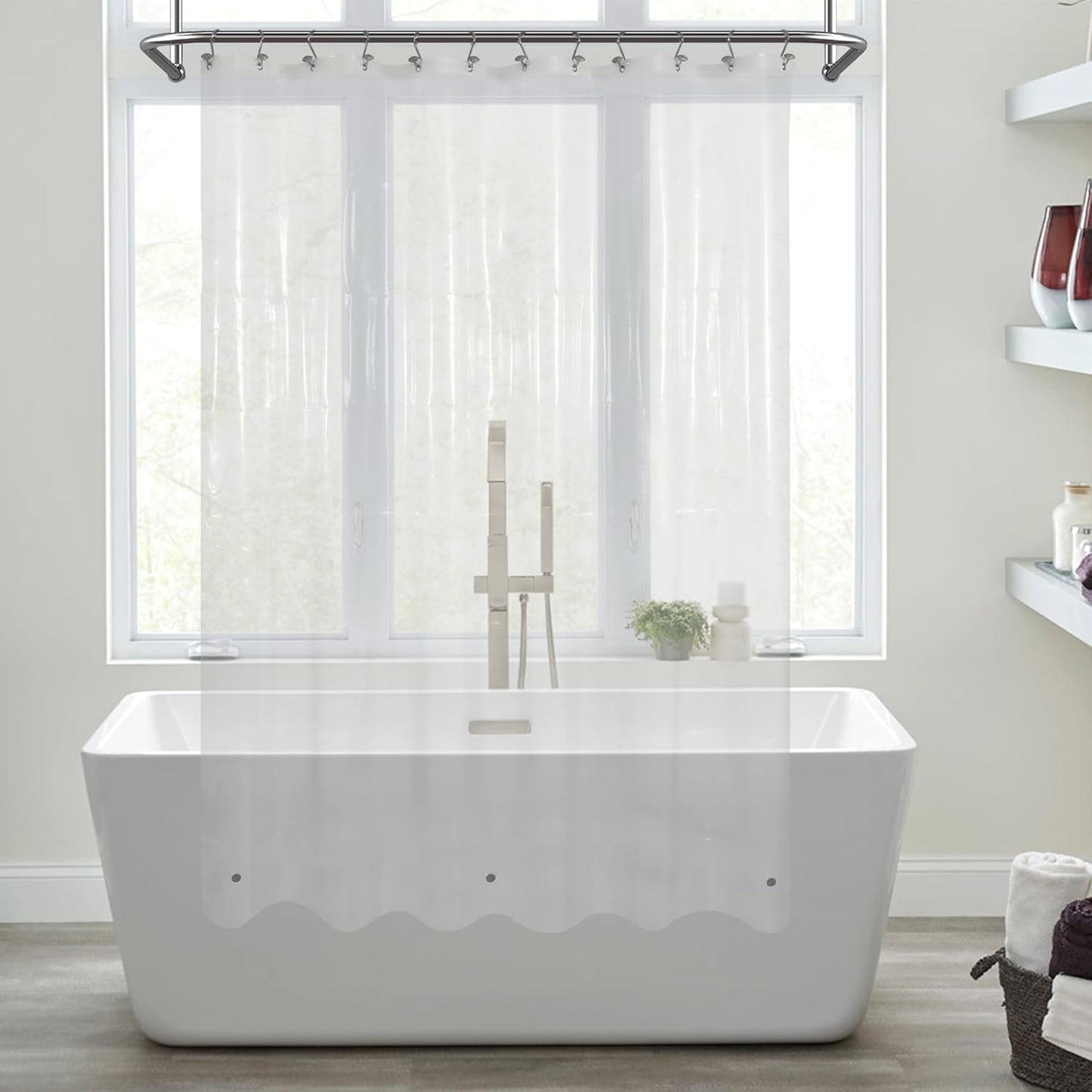 Mrs. Awesome Clear Shower Curtain Liner - 72x72 Premium Waterproof Plastic with 3 Magnets