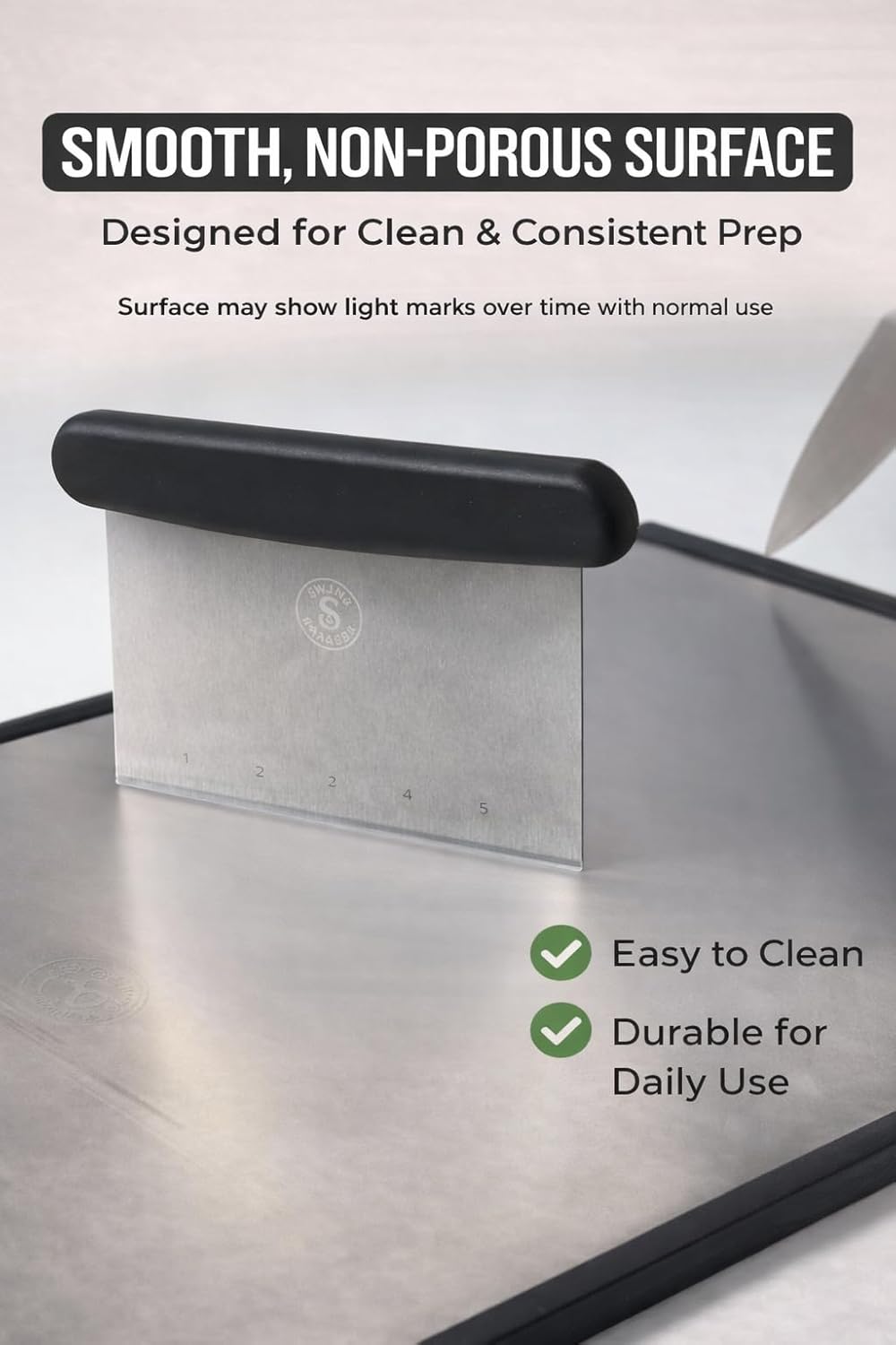 Titanium Cutting Board - Double-Sided Metal Design with Scraper | 16” x 11” Large Kitchen Prep Surface
