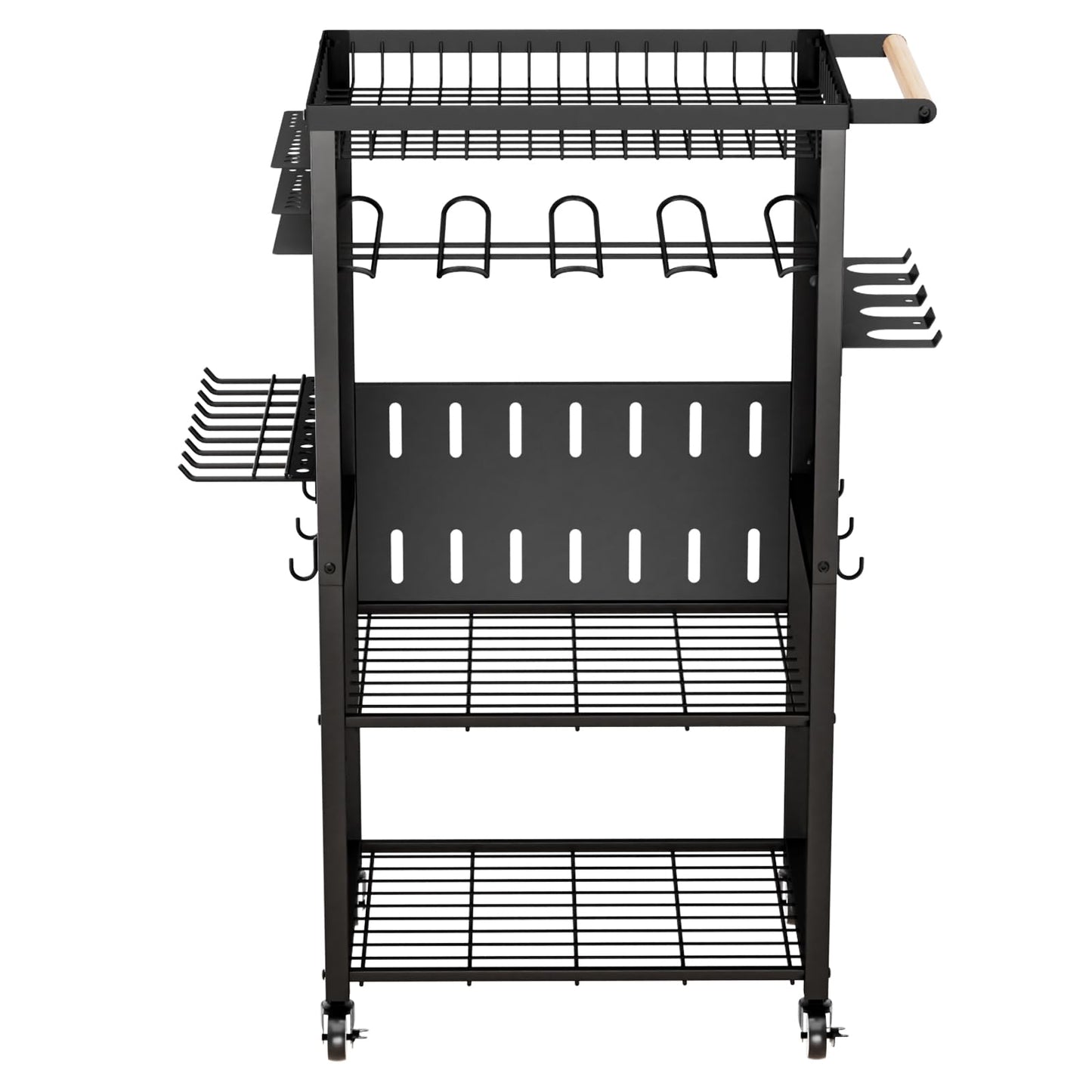 Pure Metal Heavy-Duty Tool Cart, Tool Organizer, 4 Layers + 4 Multifunctional Side Hangers, Integrated Design Power Tool Organizer, Practical Gift for Men, Husbands, and Fathers.