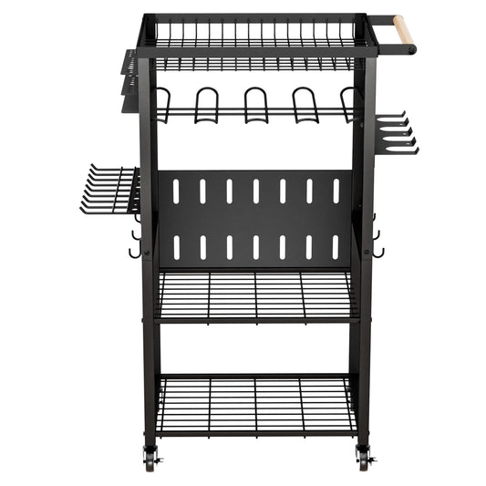 Pure Metal Heavy-Duty Tool Cart, Tool Organizer, 4 Layers + 4 Multifunctional Side Hangers, Integrated Design Power Tool Organizer, Practical Gift for Men, Husbands, and Fathers.