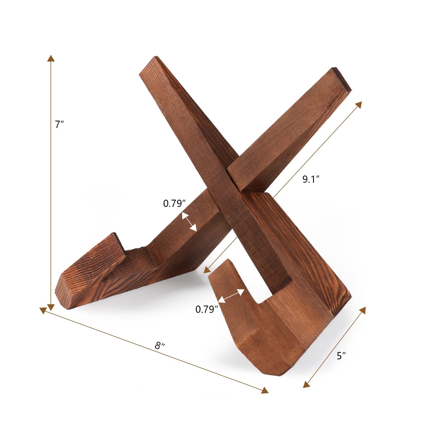 SAMEBUTECO 2 Packs Wood Cookbook Stands & Recipe Holders for Kitchen,7 inch Height Recipe Holders Display Stand Rustic Style, Brown, Box Package