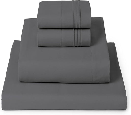 Mellanni Queen Sheets Set - 4 PC Hotel Luxury Bedding | Extra Soft, Cooling, Wrinkle-Resistant (Gray)