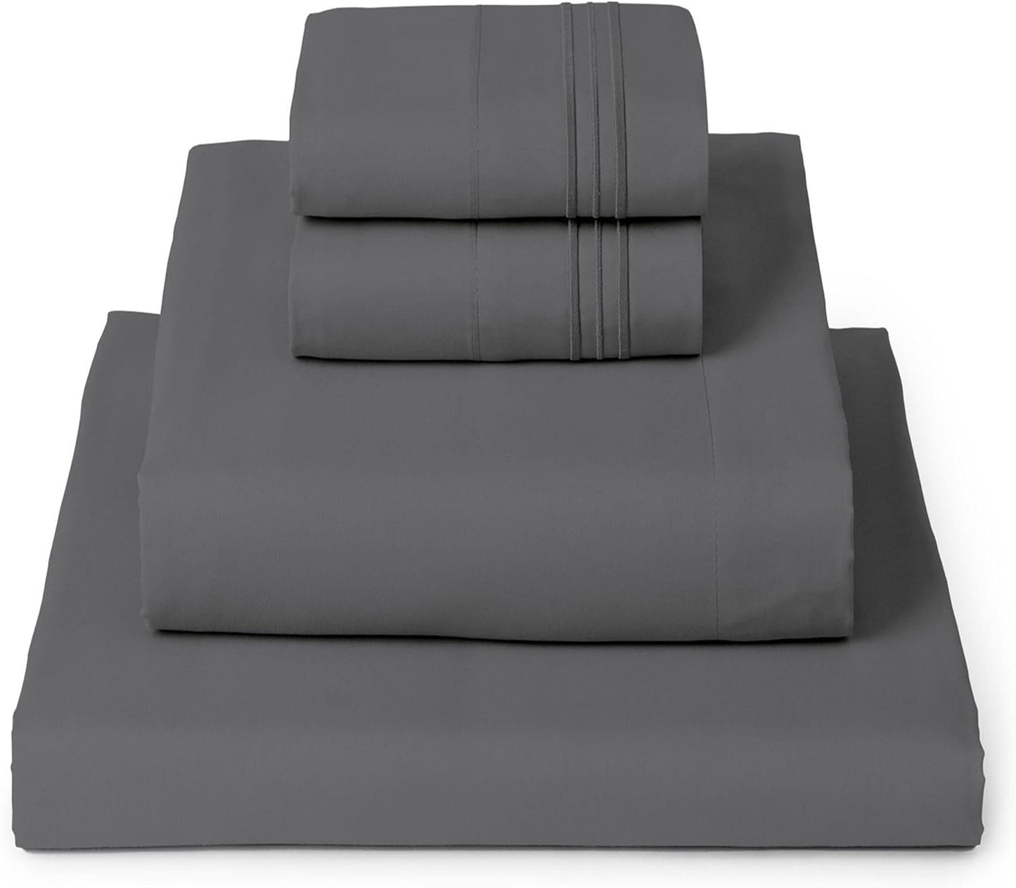 Mellanni Full Sheets Set - 4 PC Hotel Luxury Bedding | Extra Soft, Cooling & Wrinkle Resistant (Gray)
