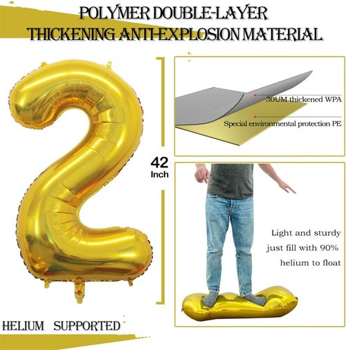 GOER 42-Inch Gold Foil Number Balloons - Perfect for 2026 New Year’s Eve & Graduation Celebrations