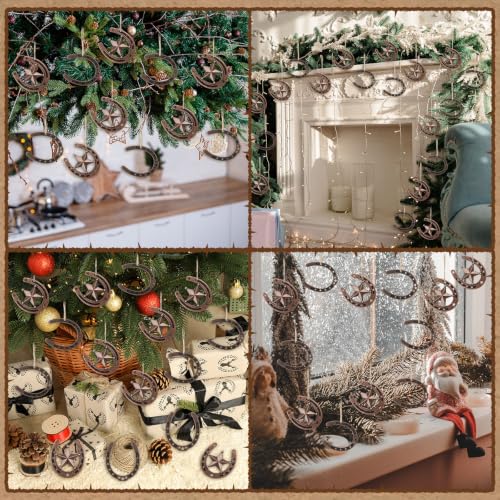 Metal Horseshoe Christmas Ornaments - Western Holiday Tree Decor (12 Pack)