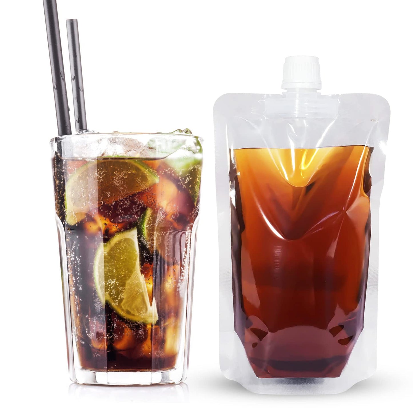 Keon Plastic Pouches - Leak-Proof, Reusable, Flexible Juice Bags, BPA-Free for Travel, Outdoor Sports, Concerts, Events